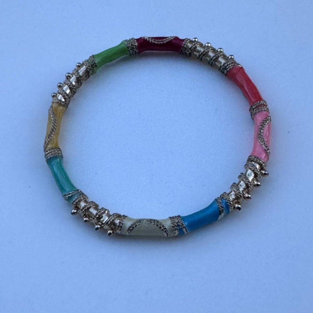 Single Enamel Gold Tone Bangle Bracelet